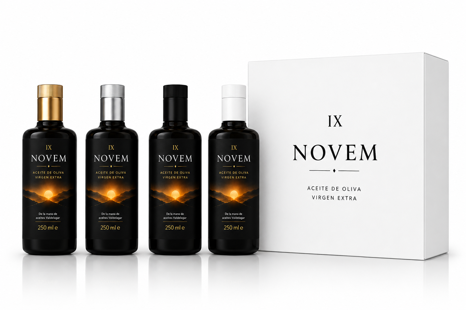 Pack de Degustación NOVEM — las cuatro variedades en estuche de regalo